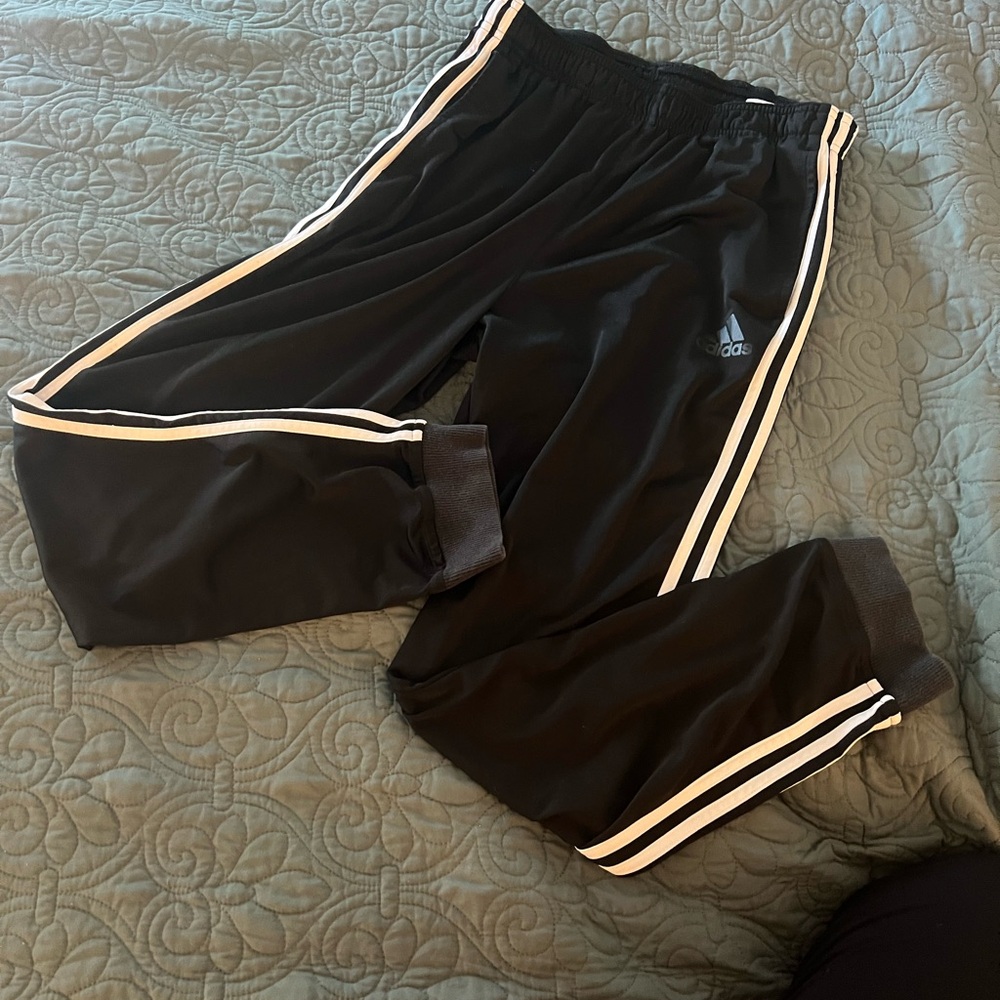 Adidas Black and White Men’s Joggers Size Large
